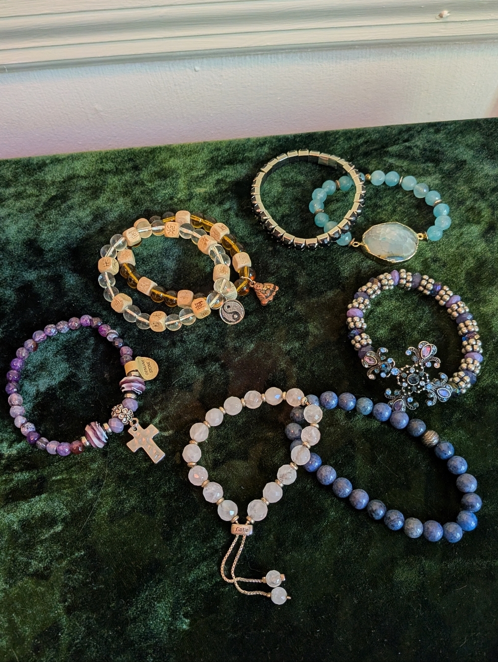 Lot Of 8 Vintage Retro Y2K Beaded Stretch Bracelet Stacks